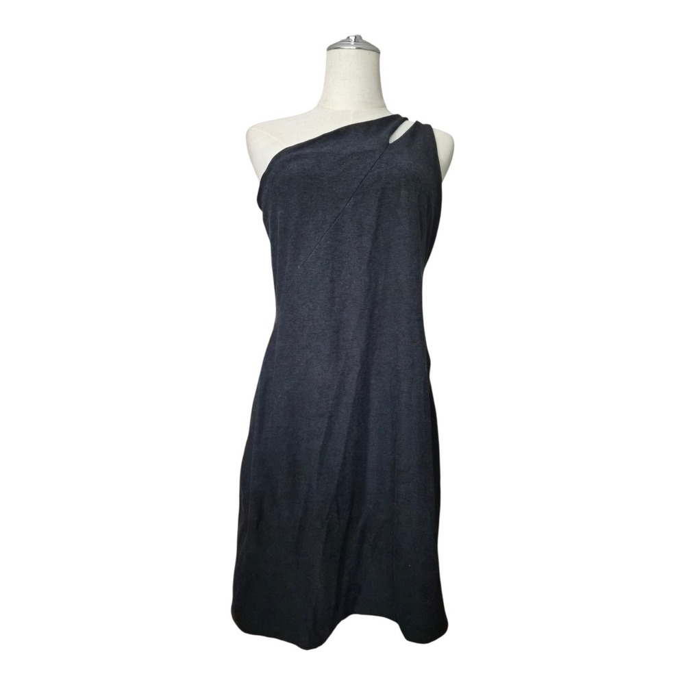 Beyond Yoga Lost Your Mind Spacedye Mini Dress XL Dark Heather Gray One Shoulder - Picture 2 of 9